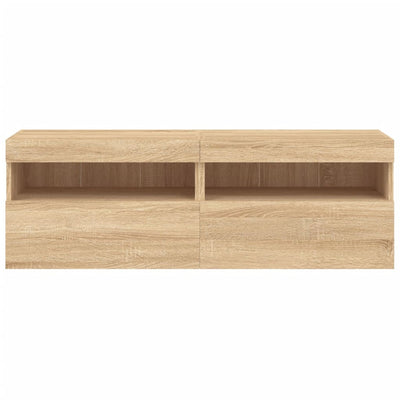 TV-seinäkaapit LED-valoilla 2 kpl Sonoma-tammi 60x30x40 cm