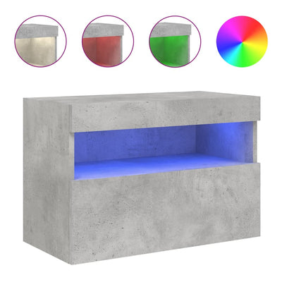 TV-seinäkaappi LED-valoilla betoninharmaa 60x30x40 cm