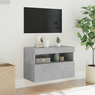 TV-seinäkaappi LED-valoilla betoninharmaa 60x30x40 cm