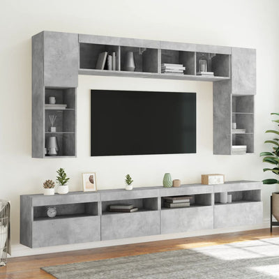 TV-seinäkaappi LED-valoilla betoninharmaa 60x30x40 cm
