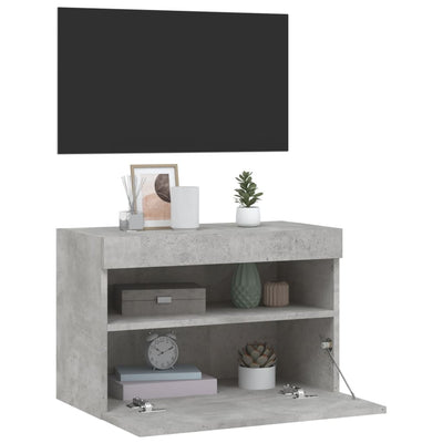 TV-seinäkaappi LED-valoilla betoninharmaa 60x30x40 cm