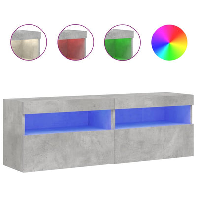 TV-seinäkaapit LED-valoilla 2 kpl betoninharmaa 60x30x40 cm