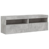 TV-seinäkaapit LED-valoilla 2 kpl betoninharmaa 60x30x40 cm