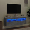TV-seinäkaapit LED-valoilla 2 kpl betoninharmaa 60x30x40 cm