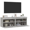 TV-seinäkaapit LED-valoilla 2 kpl betoninharmaa 60x30x40 cm