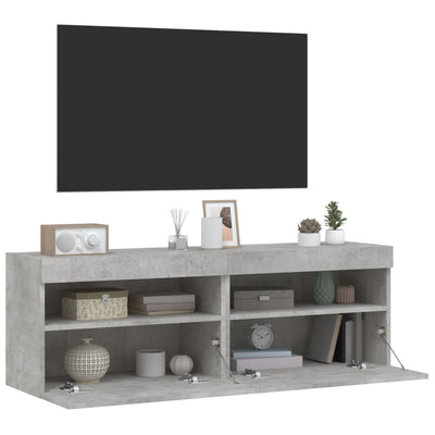 TV-seinäkaapit LED-valoilla 2 kpl betoninharmaa 60x30x40 cm