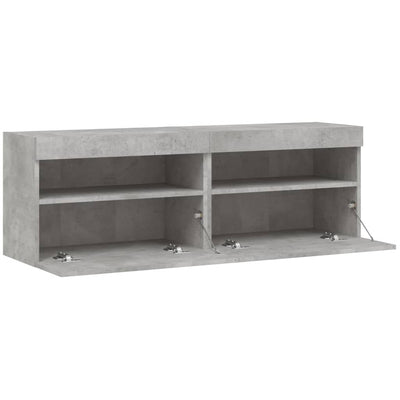 TV-seinäkaapit LED-valoilla 2 kpl betoninharmaa 60x30x40 cm
