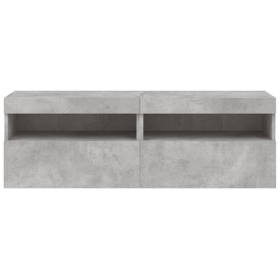 TV-seinäkaapit LED-valoilla 2 kpl betoninharmaa 60x30x40 cm