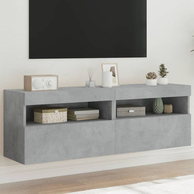 Betoninharmaa tv-seinäkaapit Manceva 60x30x40cm (led-valoilla 2 kpl)
