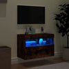 TV-seinäkaappi LED-valoilla savutammi 60x30x40 cm