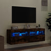 TV-seinäkaapit LED-valoilla 2 kpl savutammi 60x30x40 cm