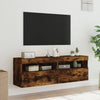 TV-seinäkaapit LED-valoilla 2 kpl savutammi 60x30x40 cm