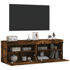 TV-seinäkaapit LED-valoilla 2 kpl savutammi 60x30x40 cm