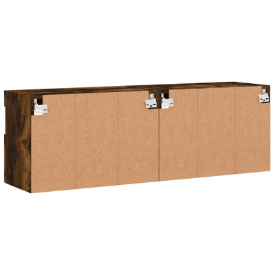 TV-seinäkaapit LED-valoilla 2 kpl savutammi 60x30x40 cm