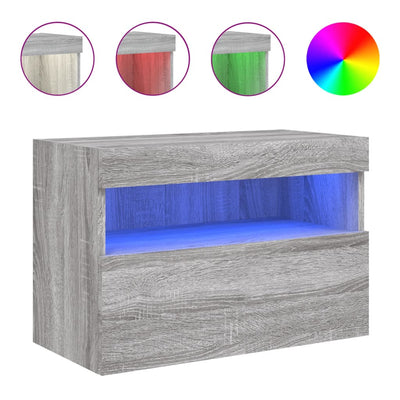 TV-seinäkaappi LED-valoilla harmaa Sonoma 60x30x40 cm
