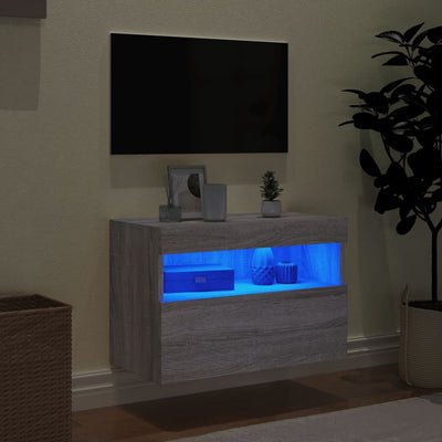 TV-seinäkaappi LED-valoilla harmaa Sonoma 60x30x40 cm