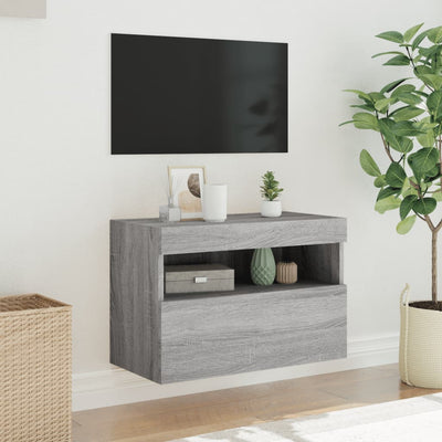 TV-seinäkaappi LED-valoilla harmaa Sonoma 60x30x40 cm