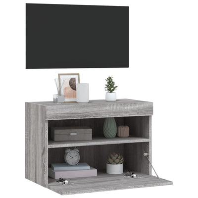 TV-seinäkaappi LED-valoilla harmaa Sonoma 60x30x40 cm