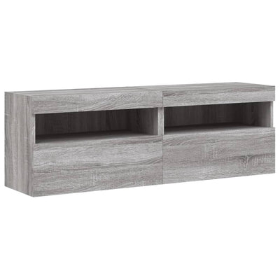 TV-seinäkaapit LED-valoilla 2 kpl harmaa Sonoma 60x30x40 cm