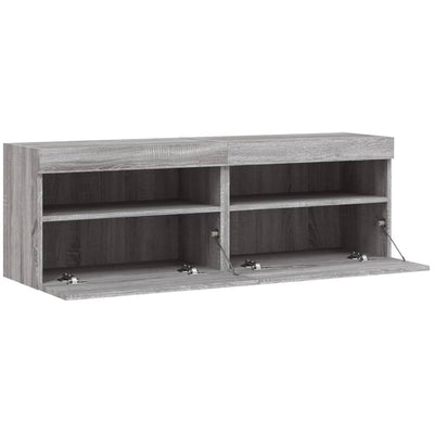 TV-seinäkaapit LED-valoilla 2 kpl harmaa Sonoma 60x30x40 cm