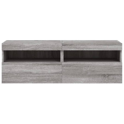TV-seinäkaapit LED-valoilla 2 kpl harmaa Sonoma 60x30x40 cm