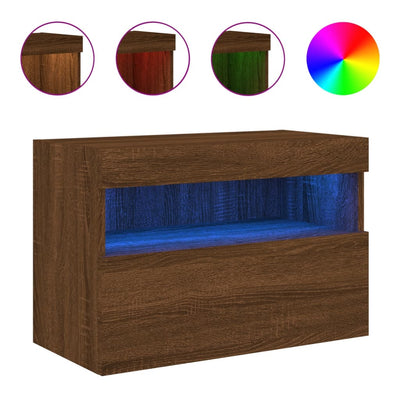 TV-seinäkaappi LED-valoilla ruskea tammi 60x30x40 cm