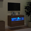 TV-seinäkaappi LED-valoilla ruskea tammi 60x30x40 cm