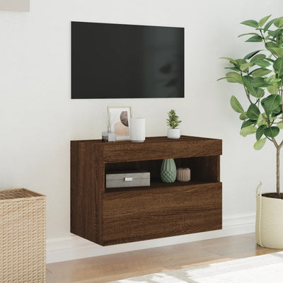 TV-seinäkaappi LED-valoilla ruskea tammi 60x30x40 cm