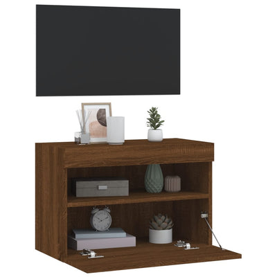 TV-seinäkaappi LED-valoilla ruskea tammi 60x30x40 cm