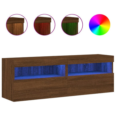 TV-seinäkaapit LED-valoilla 2 kpl ruskea tammi 60x30x40 cm