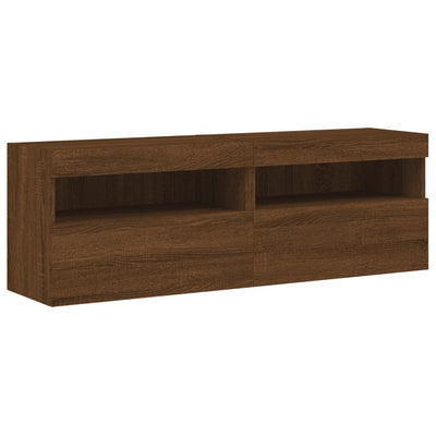 TV-seinäkaapit LED-valoilla 2 kpl ruskea tammi 60x30x40 cm