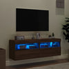 TV-seinäkaapit LED-valoilla 2 kpl ruskea tammi 60x30x40 cm