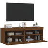 TV-seinäkaapit LED-valoilla 2 kpl ruskea tammi 60x30x40 cm