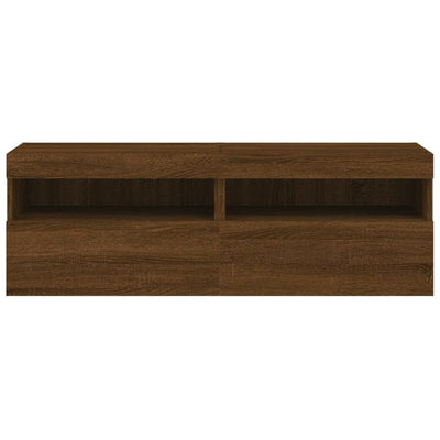 TV-seinäkaapit LED-valoilla 2 kpl ruskea tammi 60x30x40 cm