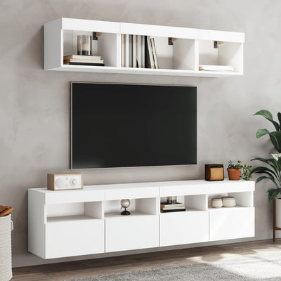 TV-seinäkaappi LED-valoilla valkoinen 80x30x40 cm