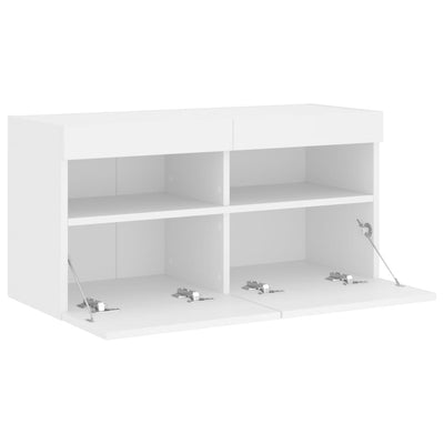TV-seinäkaappi LED-valoilla valkoinen 80x30x40 cm