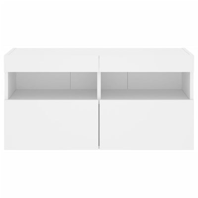 TV-seinäkaappi LED-valoilla valkoinen 80x30x40 cm