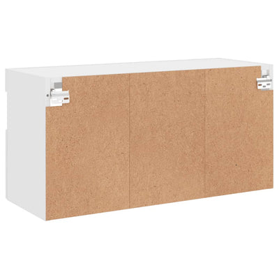 TV-seinäkaappi LED-valoilla valkoinen 80x30x40 cm
