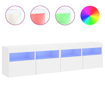 TV-seinäkaapit LED-valoilla 2 kpl valkoinen 80x30x40 cm