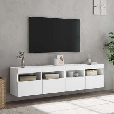 TV-seinäkaapit LED-valoilla 2 kpl valkoinen 80x30x40 cm