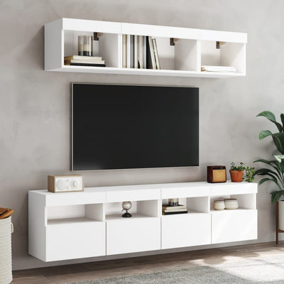 TV-seinäkaapit LED-valoilla 2 kpl valkoinen 80x30x40 cm