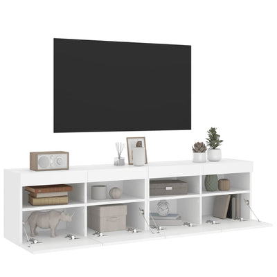 TV-seinäkaapit LED-valoilla 2 kpl valkoinen 80x30x40 cm