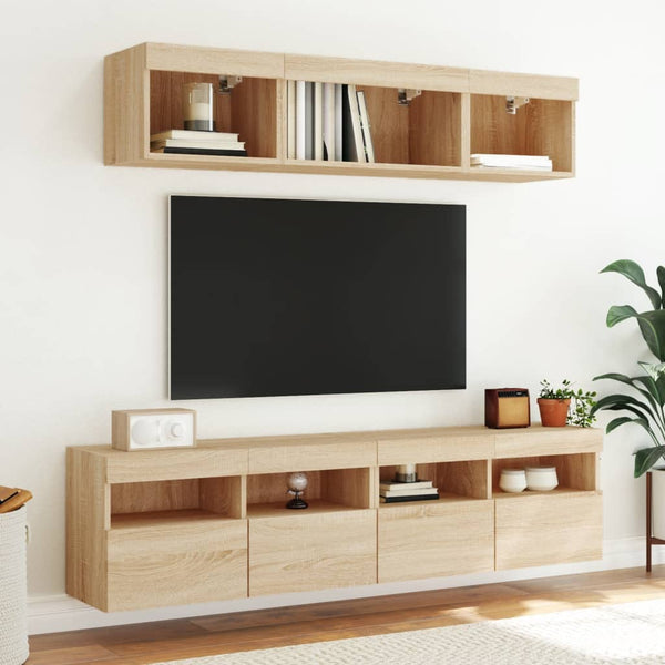 TV-seinäkaappi LED-valoilla Sonoma-tammi 80x30x40 cm