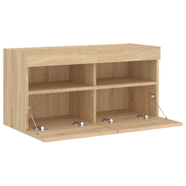 TV-seinäkaappi LED-valoilla Sonoma-tammi 80x30x40 cm