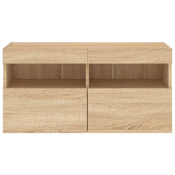 TV-seinäkaappi LED-valoilla Sonoma-tammi 80x30x40 cm