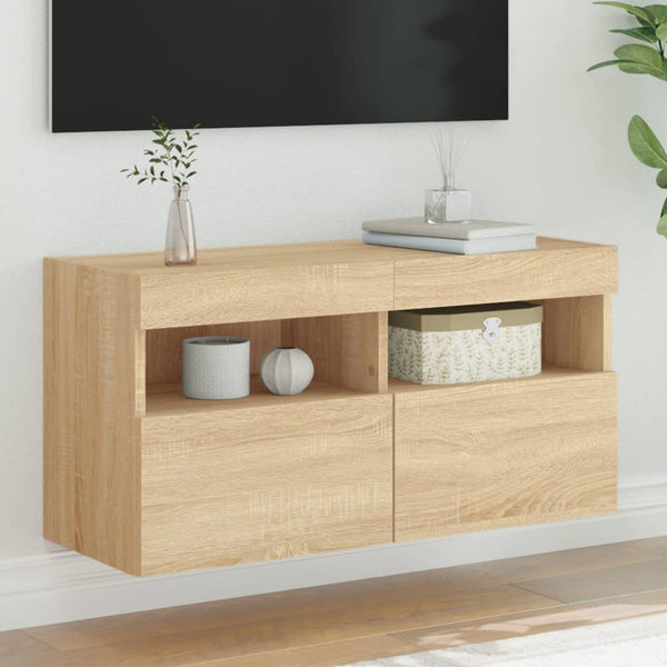 TV-seinäkaappi LED-valoilla Sonoma-tammi 80x30x40 cm