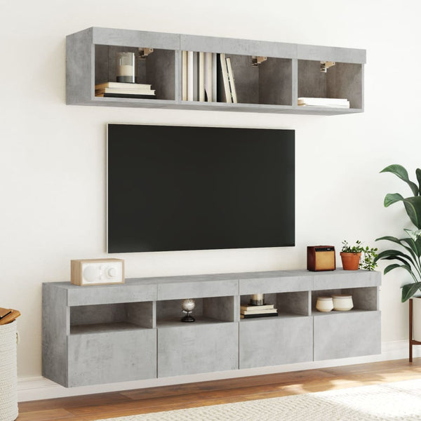 TV-seinäkaappi LED-valoilla betoninharmaa 80x30x40 cm