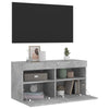 TV-seinäkaappi LED-valoilla betoninharmaa 80x30x40 cm
