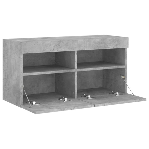 TV-seinäkaappi LED-valoilla betoninharmaa 80x30x40 cm