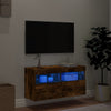 TV-seinäkaappi LED-valoilla savutammi 80x30x40 cm